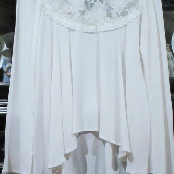 For Love & Lemons Ellery White Lace Hi Low Top Blouse Small EUC - Picture 3 of 9